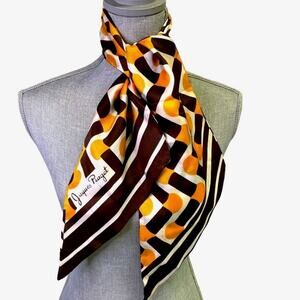 Jaques Piaget Scarf Womens Signed Mid Century Bold Abstract Twill Point Vintage
